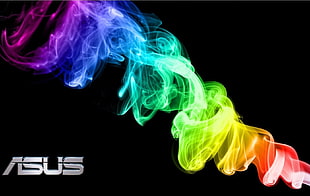 Asus rainbow color smoke digital wallpaper HD wallpaper