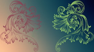 pink and green floral wallpaper, circle, blurred, vector, floral