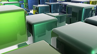 Cubes,  Green,  Glass