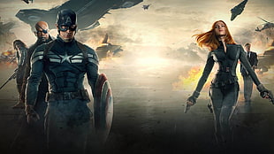 Marvel Avengers wallpaper, Captain America: The Winter Soldier, Nick Fury, Captain America, Black Widow HD wallpaper