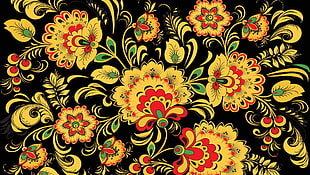 Black and yellow floral illustration