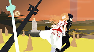 Kirito and Asuna Sword Art Online digital wallpaper, Sword Art Online, Kirigaya Kazuto, Yuuki Asuna