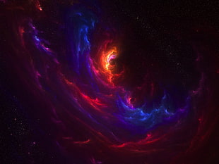 blue and red nebula wallpaper, space, space art, digital art