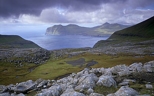 gray rock formations, landscape, nordic landscapes HD wallpaper