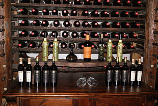 assorted wine bottles lot HD wallpaper