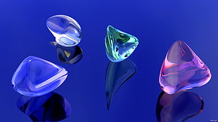 assorted color stone fragments in blue surface HD wallpaper