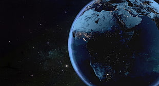 continent of Africa on planet earth graphic wallpaper, space, Earth, stars, space art