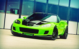 green and black Dodge Viper coupe