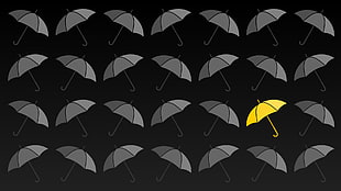 black and white star print textile, How I Met Your Mother, umbrella, Yellow Umbrella, Ted Mosby HD wallpaper