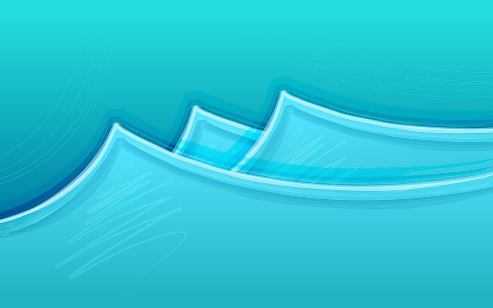 teal wave illustration, abstract, duckfarm HD wallpaper