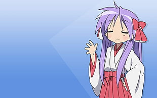 anime character in purple character HD wallpaper