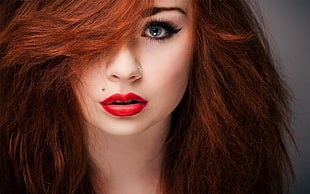 woman with red lipsticks portrait HD wallpaper