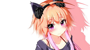 orange haired female anime character, lolita fashion, neko loli, animal ears, loli