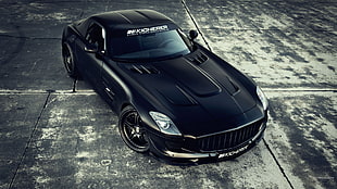 black coupe, Mercedes SLS, black cars, Mercedes Benz, car