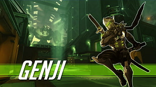 Genji digital wallpaper, Blizzard Entertainment, Overwatch, video games, Genji (Overwatch)