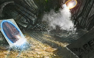 body of water illustration, digital art, Portal (game), Portal 2, video games HD wallpaper