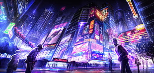 time lapse photography of people on Time Square during nighttime HD wallpaper