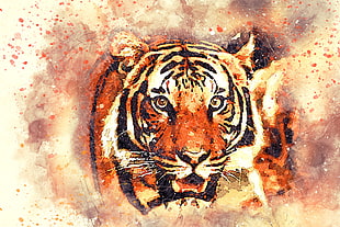 tiger digital wallpaper, Tiger, Art, Grin
