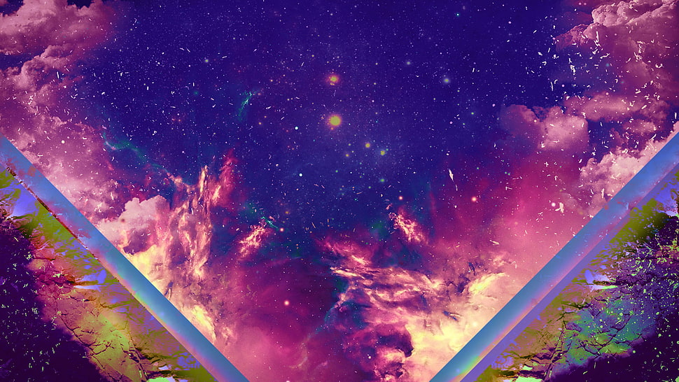 purple and red galaxy illustratiojn, abstract, space HD wallpaper