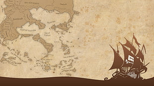 world map, pirates, ship, sea, map HD wallpaper