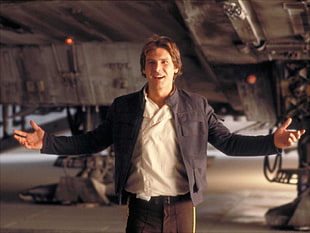men's black zip-up jacket, Harrison Ford, Han Solo, Star Wars, movies HD wallpaper