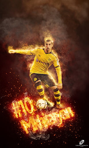 yellow soccer jersey, mkhitaryan, Borussia Dortmund, Bundesliga, footballers HD wallpaper