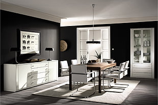 white wooden kitchen furniture HD wallpaper