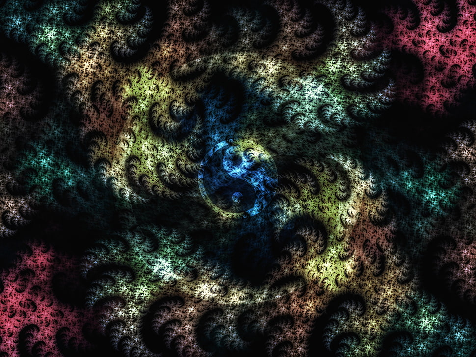 multicolored yin yang, Fractal, Yin-yang, Patterns HD wallpaper