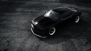 black Dodge Dart, black, car, Chevrolet Camaro, Chevrolet