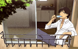 male anime character wearing dress shirt HD wallpaper