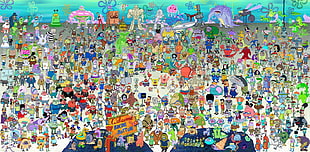 Spongebob Squarepants characters at Bikini Bottom, SpongeBob SquarePants HD wallpaper