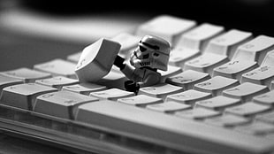 Star Wars storm trooper figure, keyboards, stormtrooper, LEGO, humor