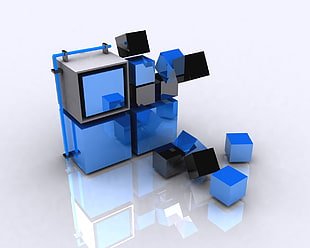 blue and black cube logo