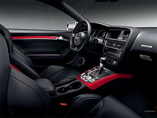 black and red car interior, car, Audi, vehicle interiors
