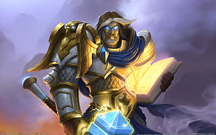 male soldier anime character, Hearthstone, Uther the Lightbringer