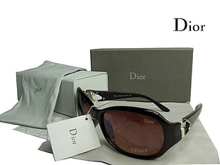 black framed Dior sunglasses with box