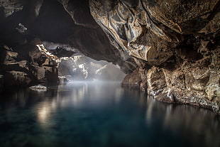 body of water, nature, river, rock, cave