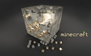 gray minecraft advertisement, Minecraft, render, 3D, digital art HD wallpaper