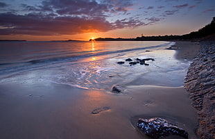 seashore over the sunset HD wallpaper