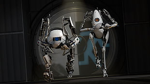 photo of white robots fictional character digital wallpaper