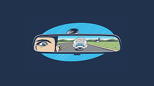 vehicle rear view mirror illustration, minimalism, blue shell