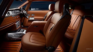 brown leather car bucket seat, car, Rolls-Royce Phantom