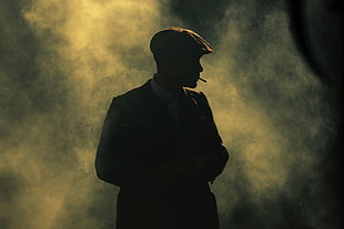silhouette of man smoking cigarette, Peaky Blinders, Cillian Murphy, smoke, TV