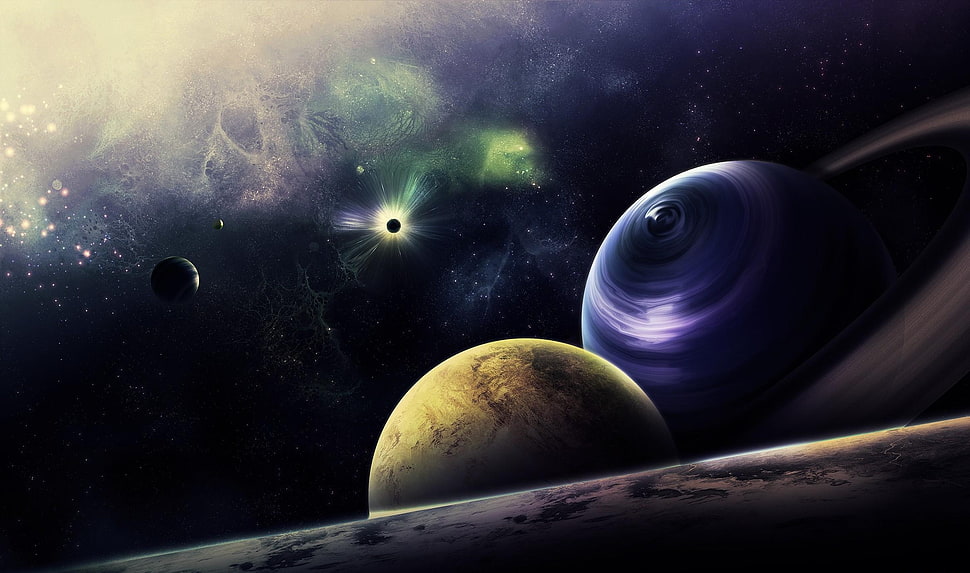 illustration of galaxy HD wallpaper