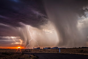 tornado, nature, landscape, lightning, Sun HD wallpaper