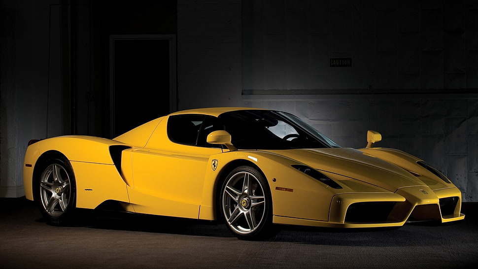 yellow sports coupe, Enzo Ferrari, Ferrari, yellow cars, vehicle HD wallpaper
