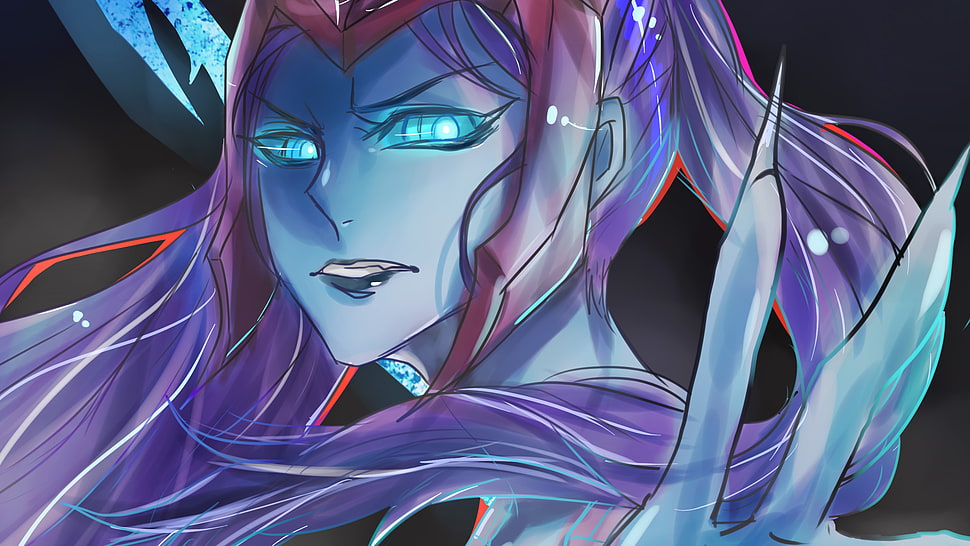 purple haired female anime character, League of Legends, ADC, Kalista HD wallpaper