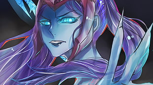 purple haired female anime character, League of Legends, ADC, Kalista