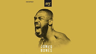 UFC Jones Bones poster, roar, simple background, Jon Jones, UFC