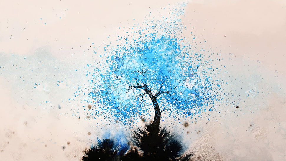 tree painting, abstract, artwork, trees, nature HD wallpaper